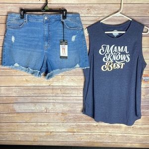 Cute Women’s Graphic Tank Top w/Jean Shorts Bundle!